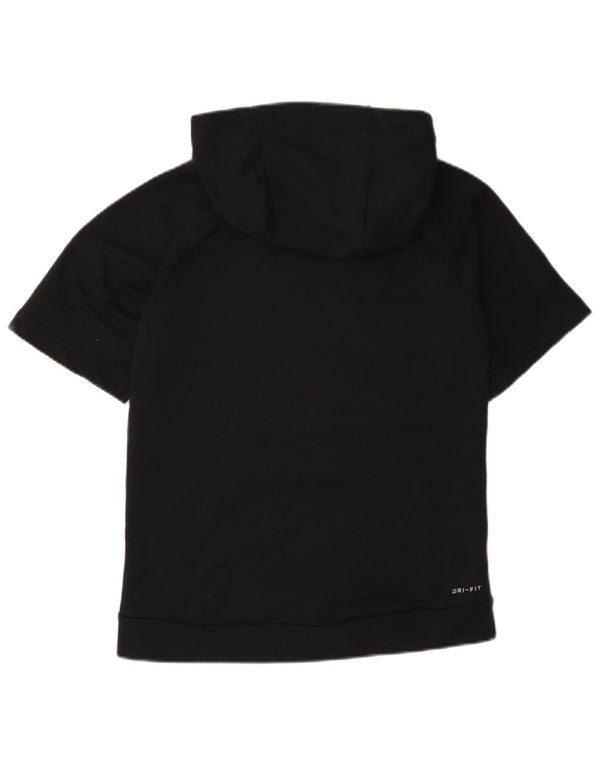 Nike Womens Dri Fit Short Sleeve Hoodie Jumper UK 14 Large Black Polyester