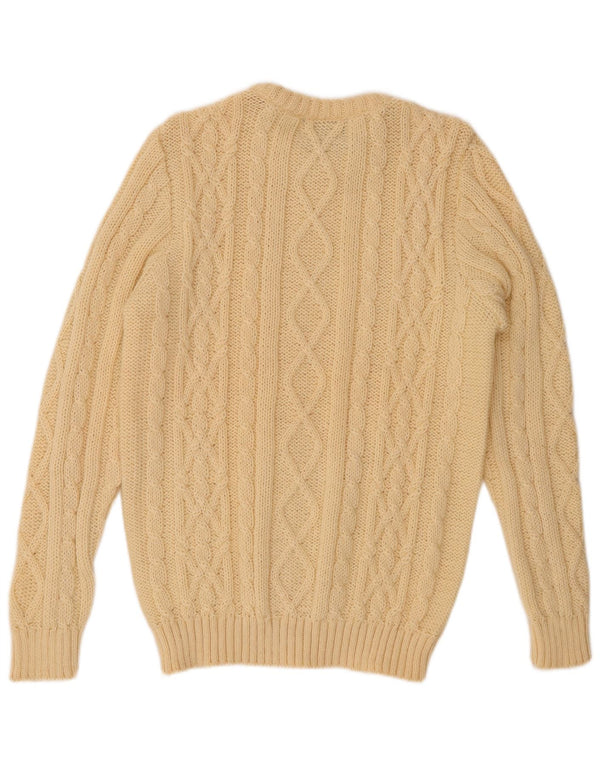 PAUL JAMES Mens Boat Neck Jumper Sweater Medium Beige Wool