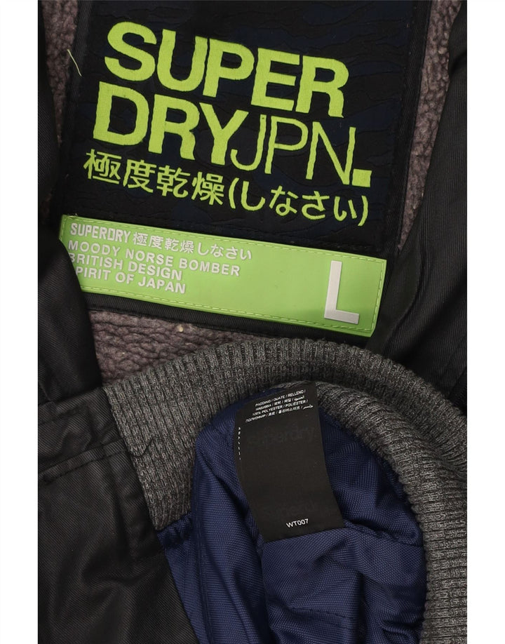 SUPERDRY Mens Bomber Jacket UK 40 Large Black Polyester
