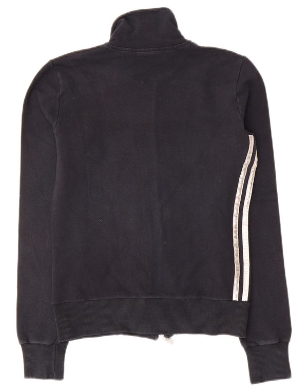 Adidas Womens Tracksuit Top Jacket UK 10 Small Black Cotton