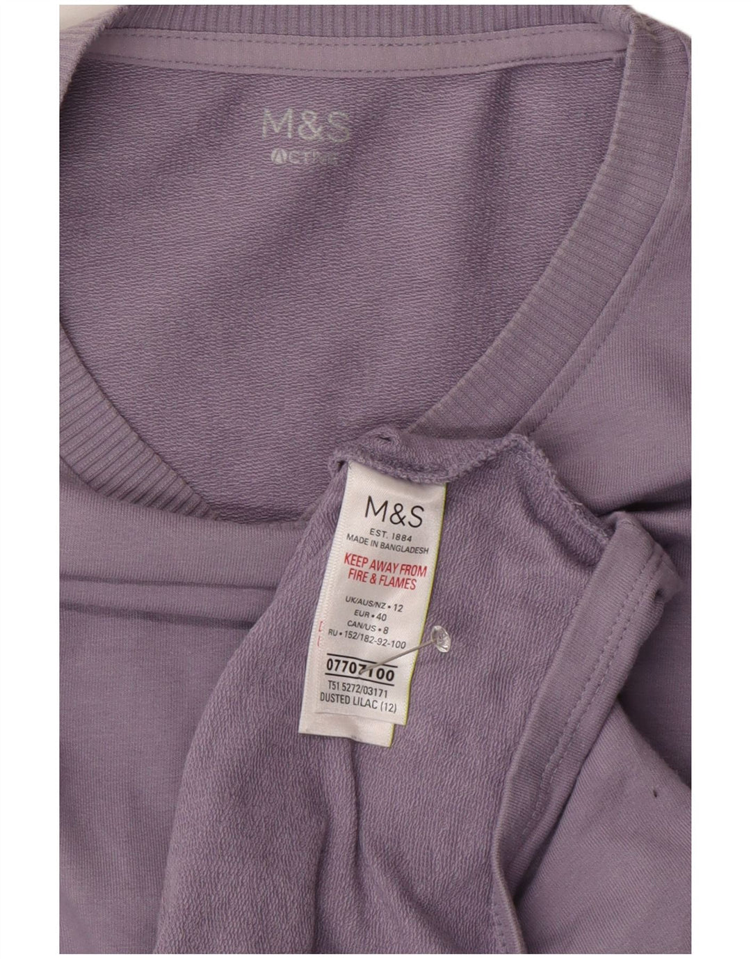 Marks & Spencer Womens Sweatshirt Jumper UK 12 Medium Purple Cotton