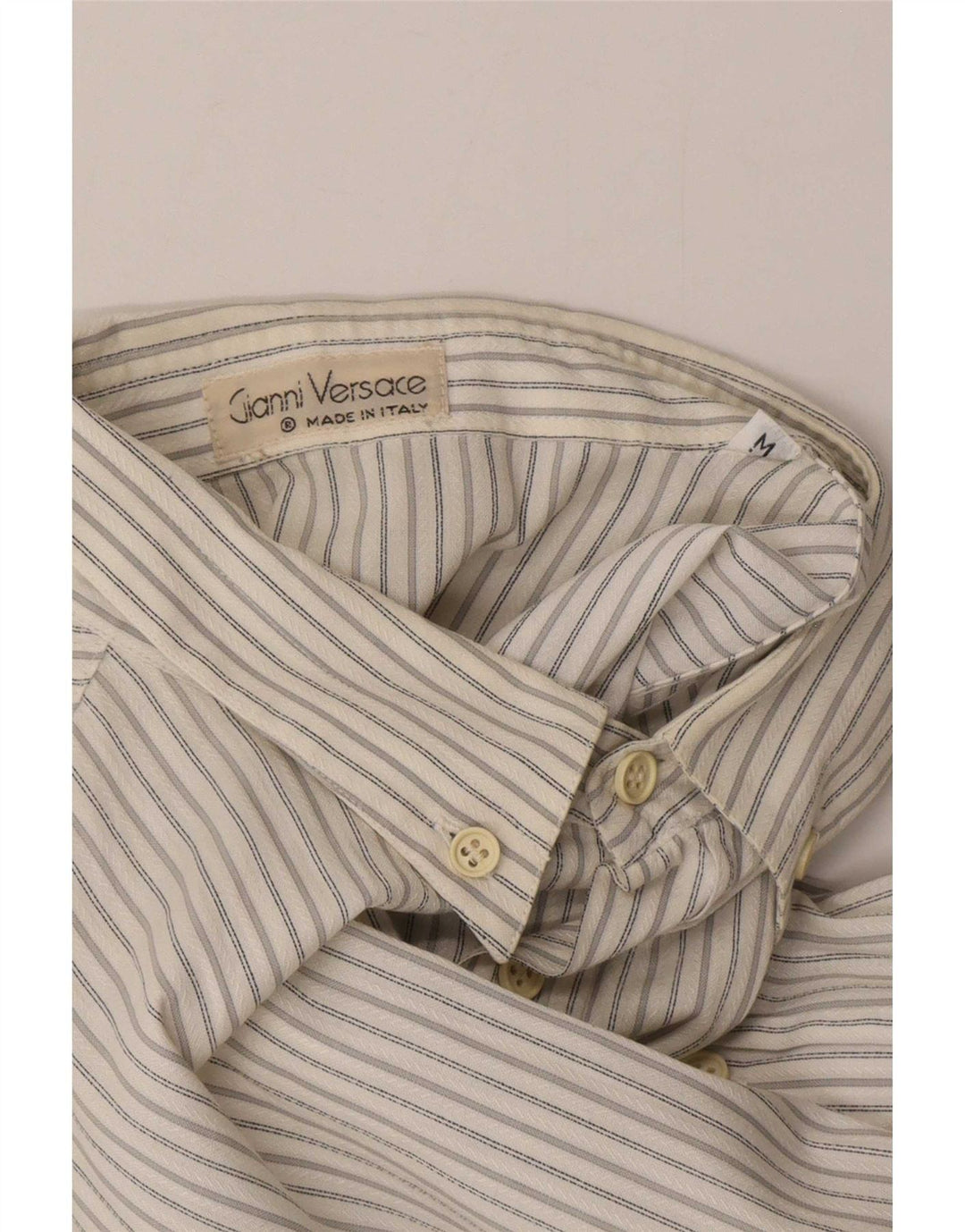 Gianni Versace Mens Shirt Medium White Striped