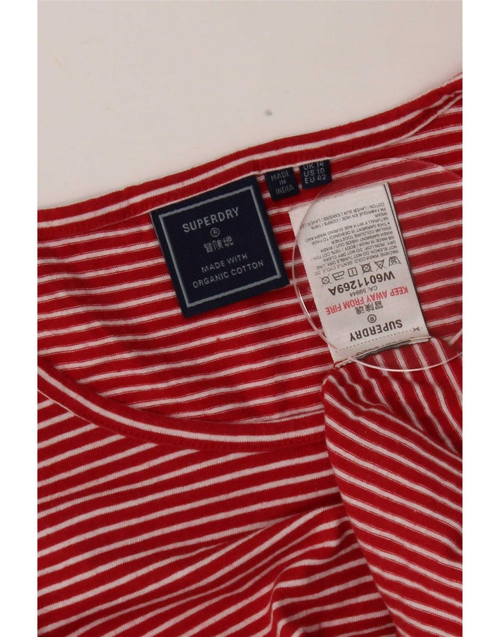 Superdry Womens Vest Top UK 14 Large Red Striped Cotton