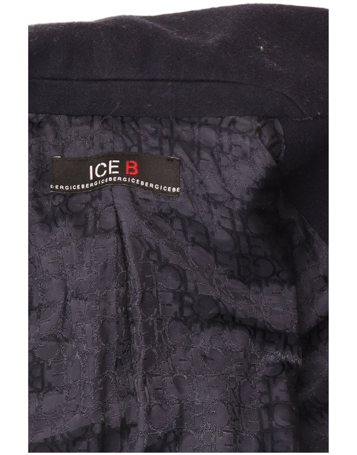 Iceberg Womens Overcoat UK 10 Small Navy Blue Wool
