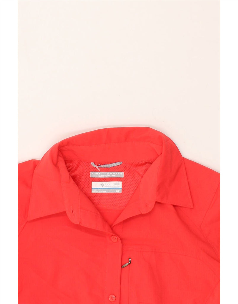 COLUMBIA Womens Omni-Shade Shirt UK 10 Small Red Polyester | Vintage Columbia | Thrift | Second-Hand Columbia | Used Clothing | Messina Hembry 