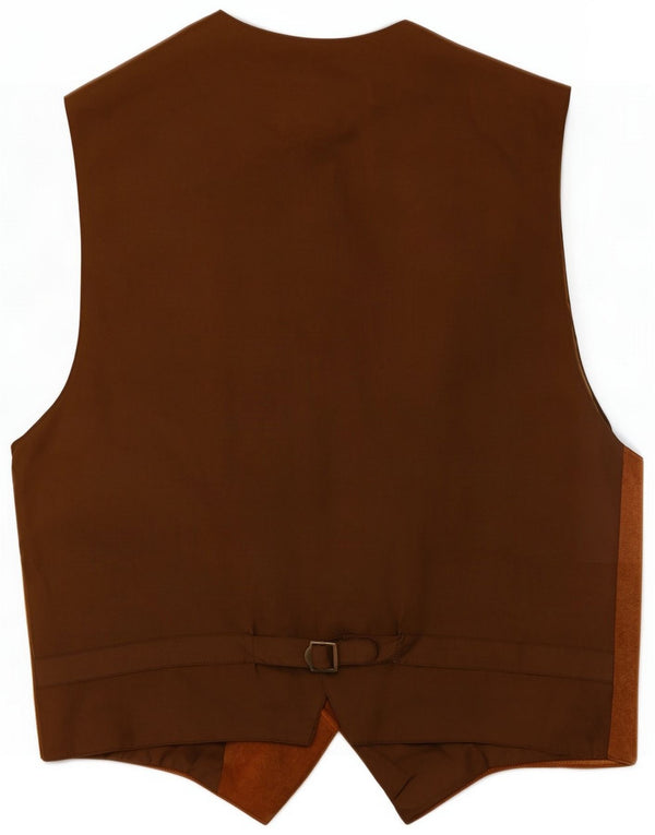 Vintage Mens Suede Waistcoat XL Beige Paisley Leather