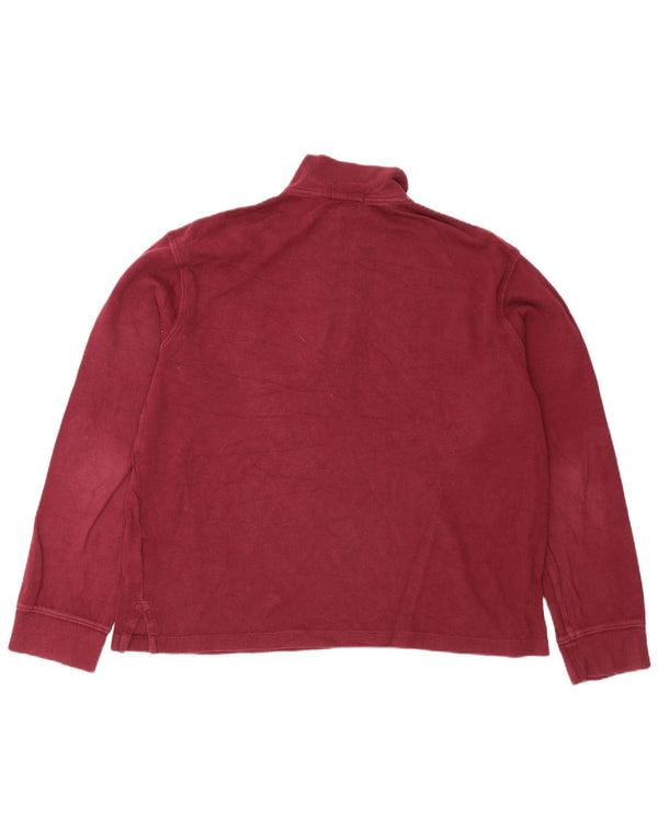 Polo Ralph Lauren Mens Zip Neck Sweatshirt Jumper Medium Burgundy Cotton