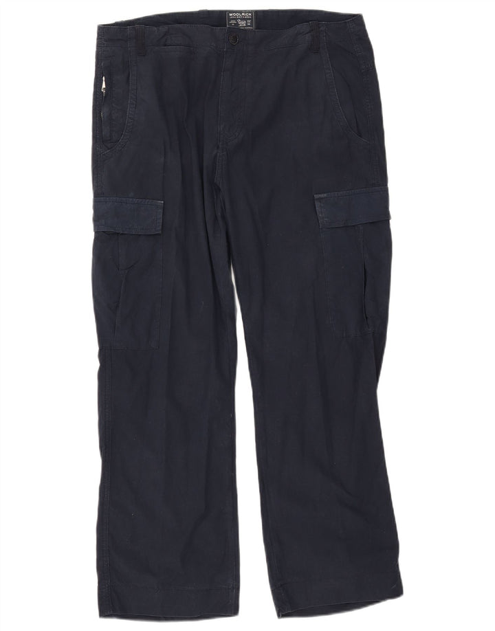 Woolrich Mens Straight Cargo Trousers W34 L27 Navy Blue