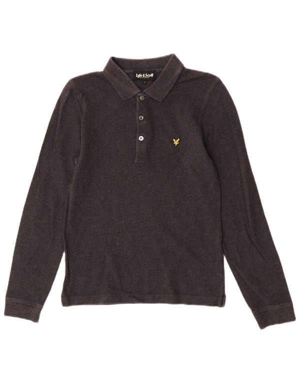 Lyle & Scott Boys Long Sleeve Polo Shirt 8-9 Years Small Grey Cotton