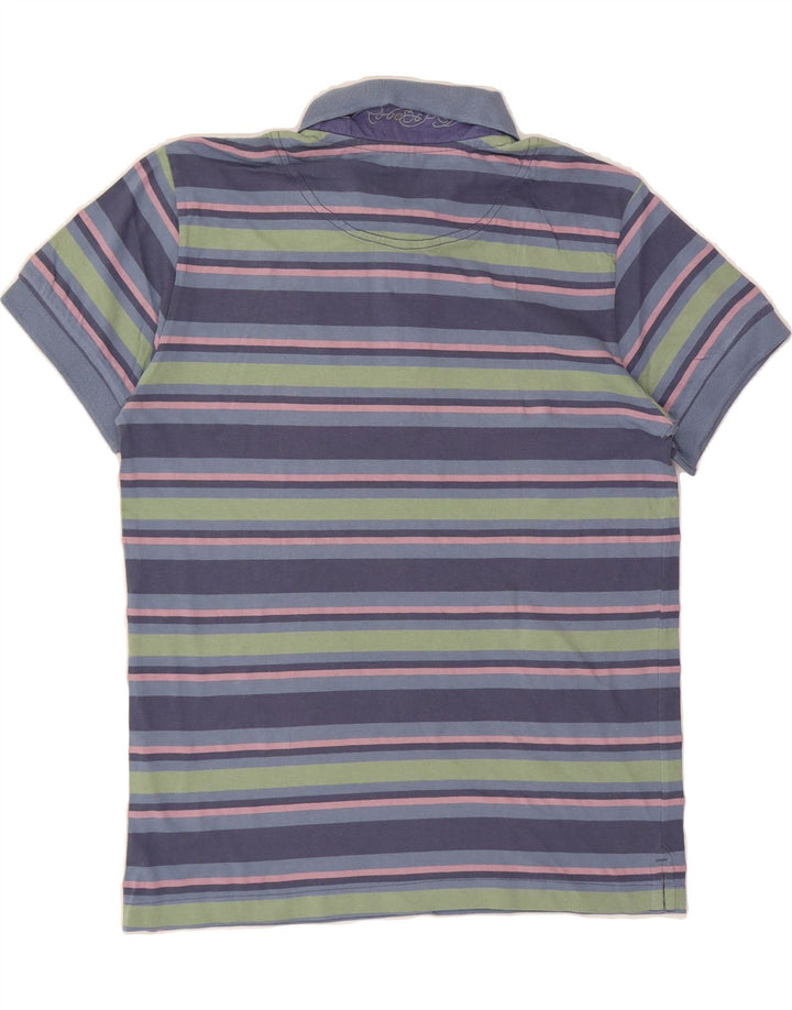 KAPPA Mens Polo Shirt Medium Blue Striped Cotton Vintage Kappa and Second-Hand Kappa from Messina Hembry 