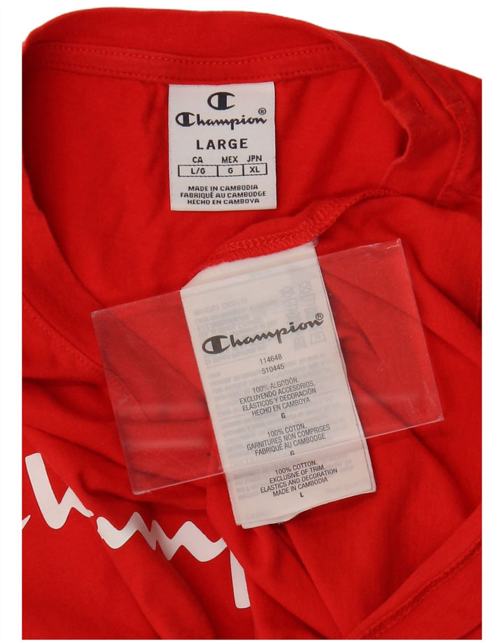 CHAMPION Womens Crop Graphic T-Shirt Top UK 16 Large Red Cotton