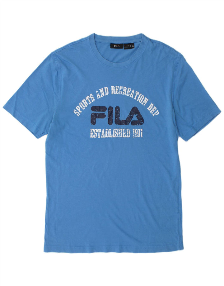 FILA Mens Graphic T-Shirt Top Medium Blue