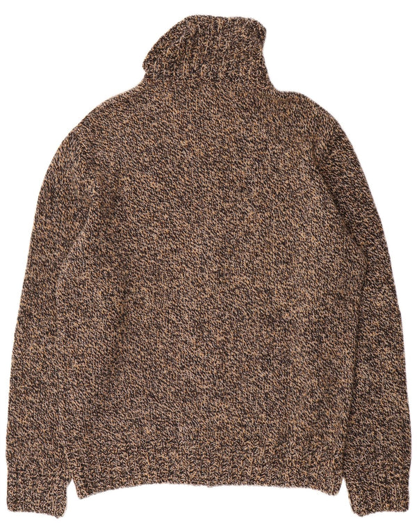 Massimo Dutti Mens Cardigan Sweater Large Brown Flecked Wool