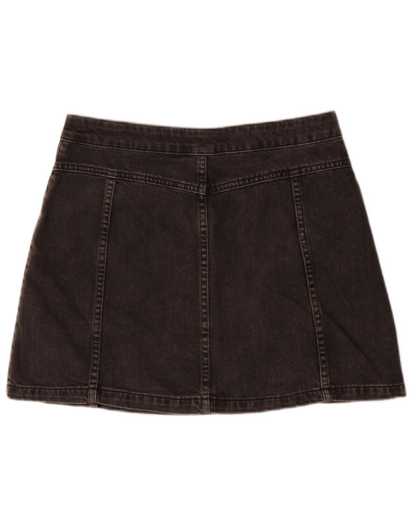 Moto Womens Mini Denim Skirt UK 12 Medium W30 Black Cotton
