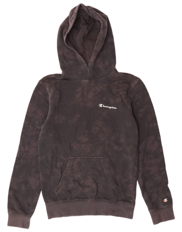 CHAMPION Mens Hoodie Jumper XS Black Tie Dye Cotton