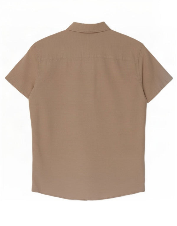 Jack & Jones Mens Short Sleeve Shirt Large Beige Cotton