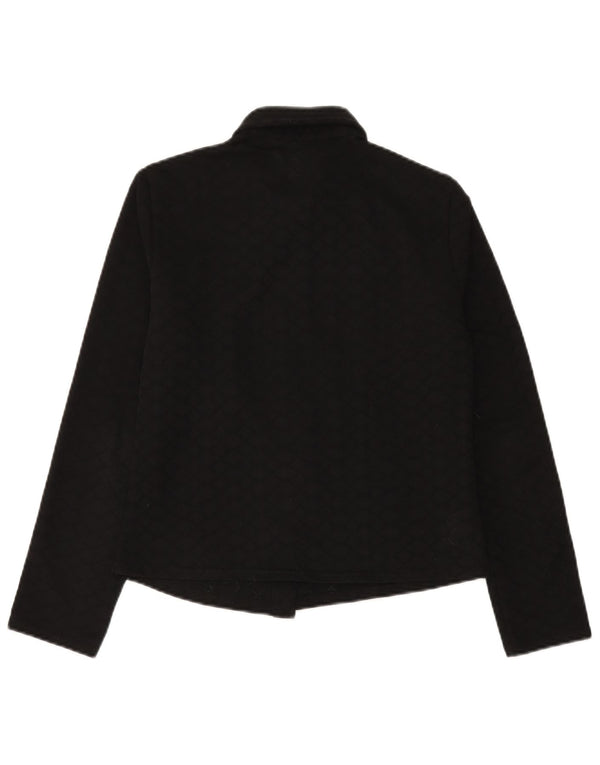 BENETTON Womens Crop Shirt Blouse IT 46 Large Black Polyester