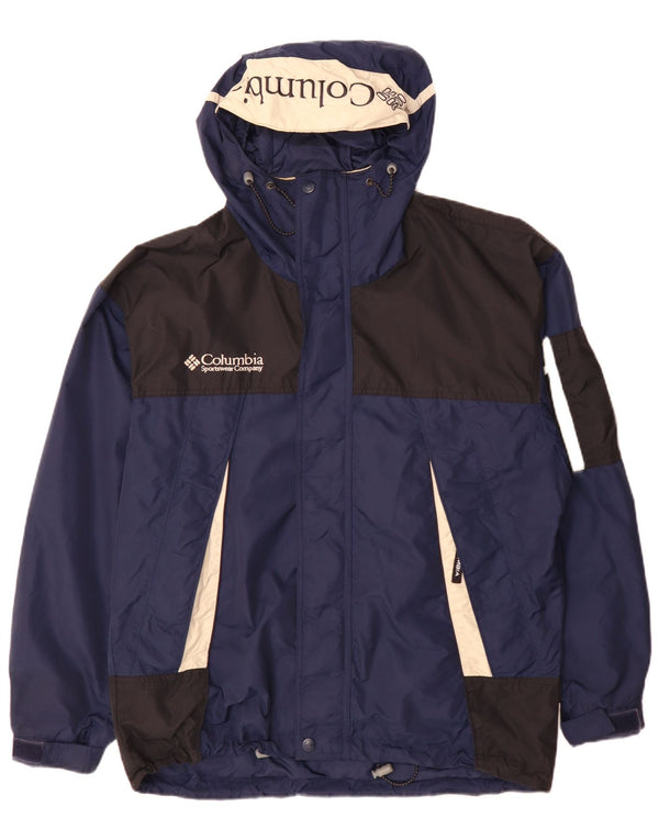Columbia Mens Hooded Windbreaker Jacket UK 38 Medium Blue Colourblock Nylon