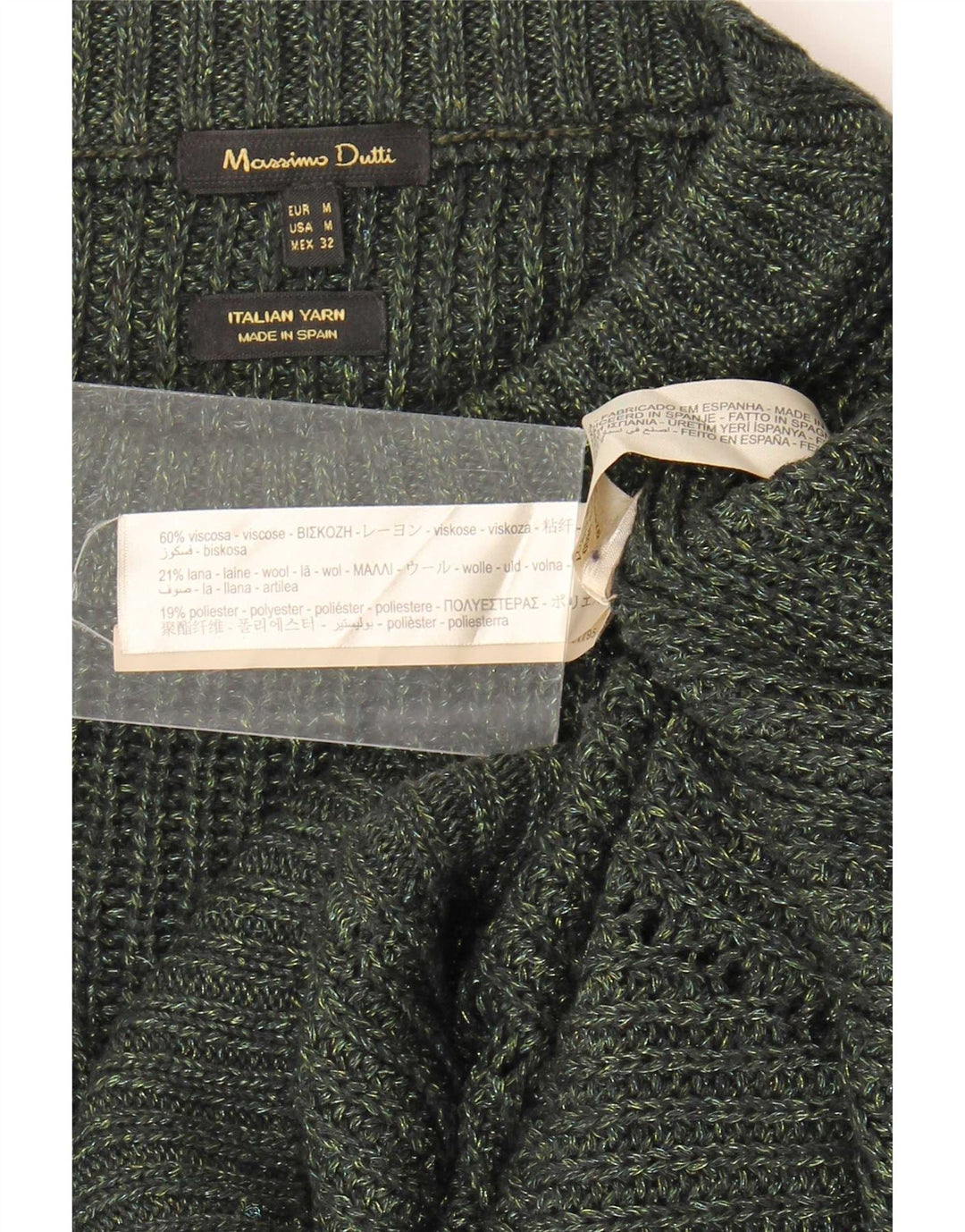 Massimo Dutti Womens Oversized Crew Neck Jumper Sweater UK 14 Medium Khaki