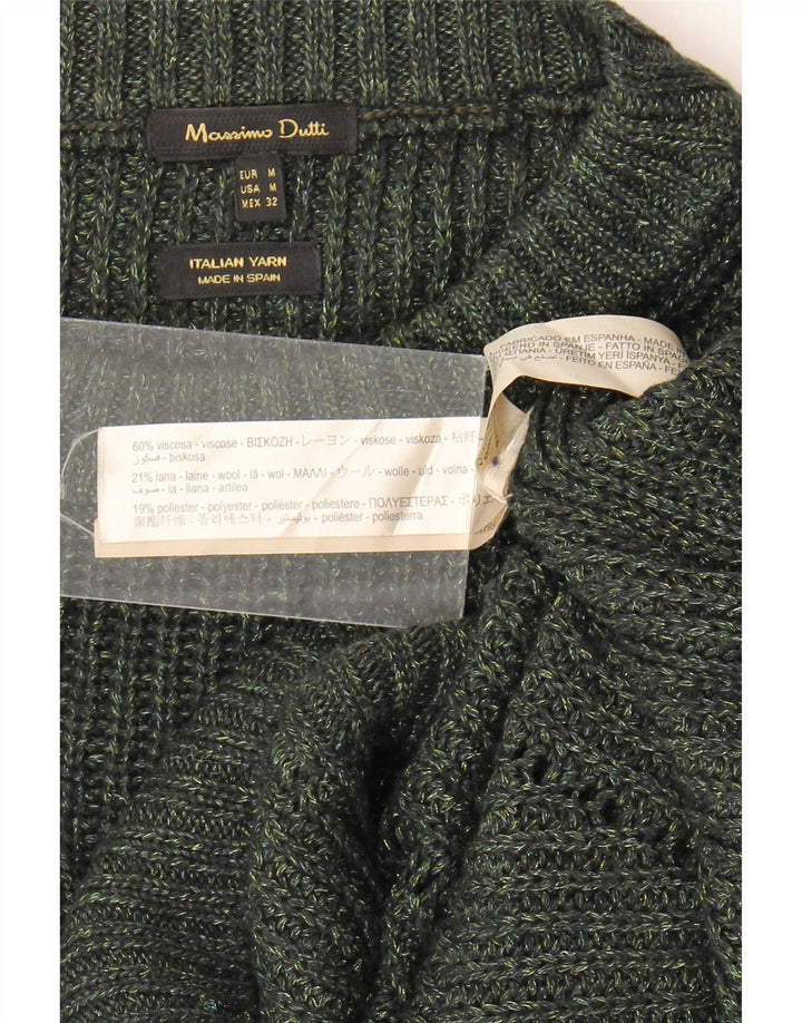 Massimo Dutti Womens Oversized Crew Neck Jumper Sweater UK 14 Medium Khaki