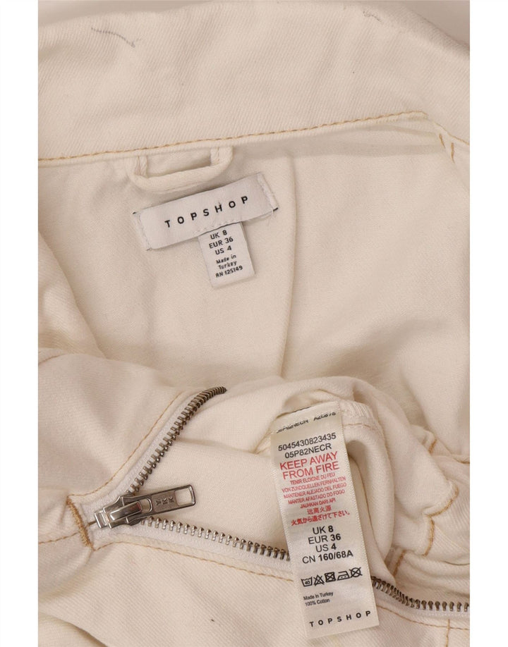 Topshop Womens Denim Playsuit UK 8 Small White Cotton