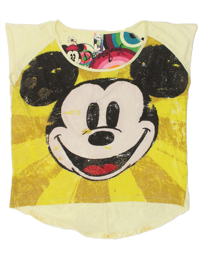 DESIGUAL Womens Disney Graphic T-Shirt Top UK 20 2XL Yellow | Vintage Desigual | Thrift | Second-Hand Desigual | Used Clothing | Messina Hembry 