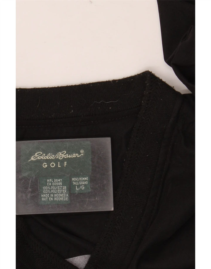 EDDIE BAUER Mens Loose Fit Top Long Sleeve Large Black Polyester