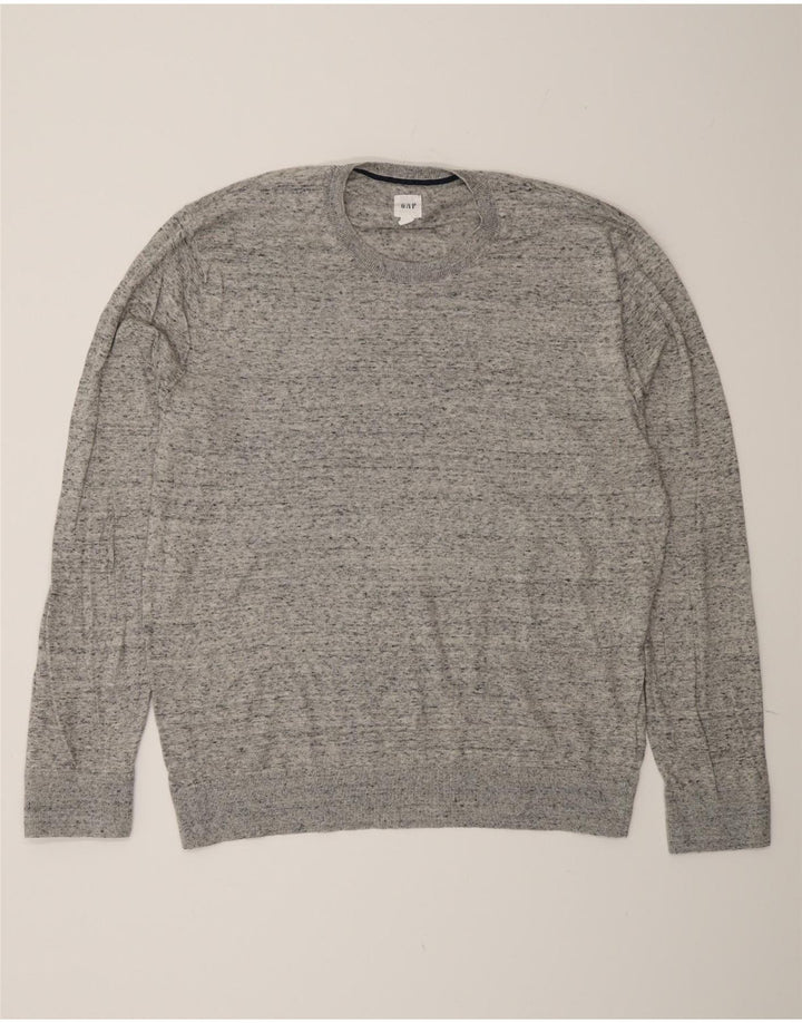 Gap Mens Crew Neck Jumper Sweater Large Grey Flecked Cotton