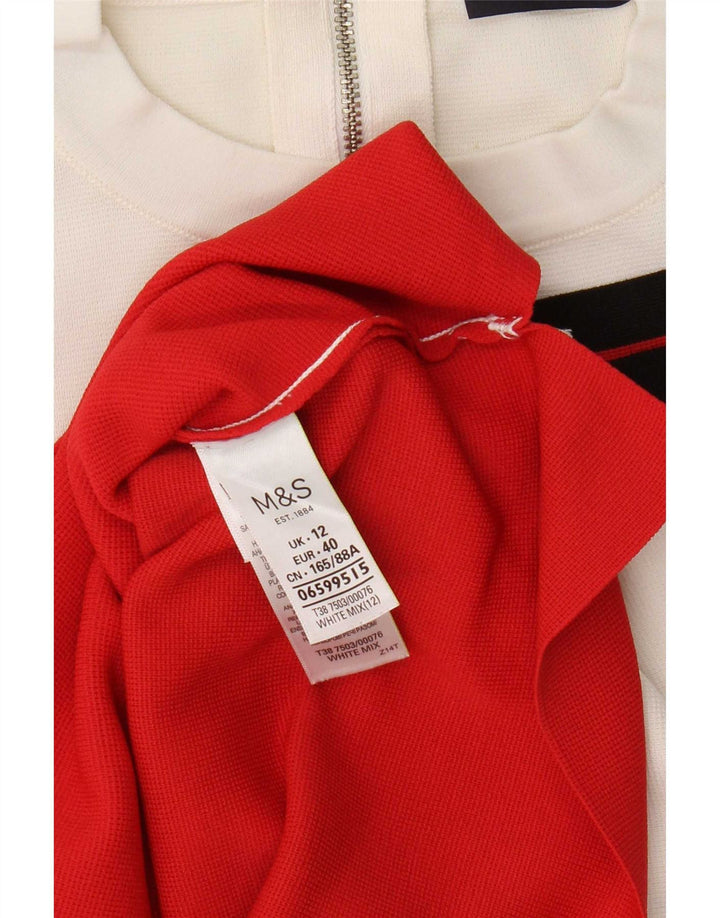 Marks & Spencer Womens Vest Top UK 12 Medium White Colourblock Polyamide