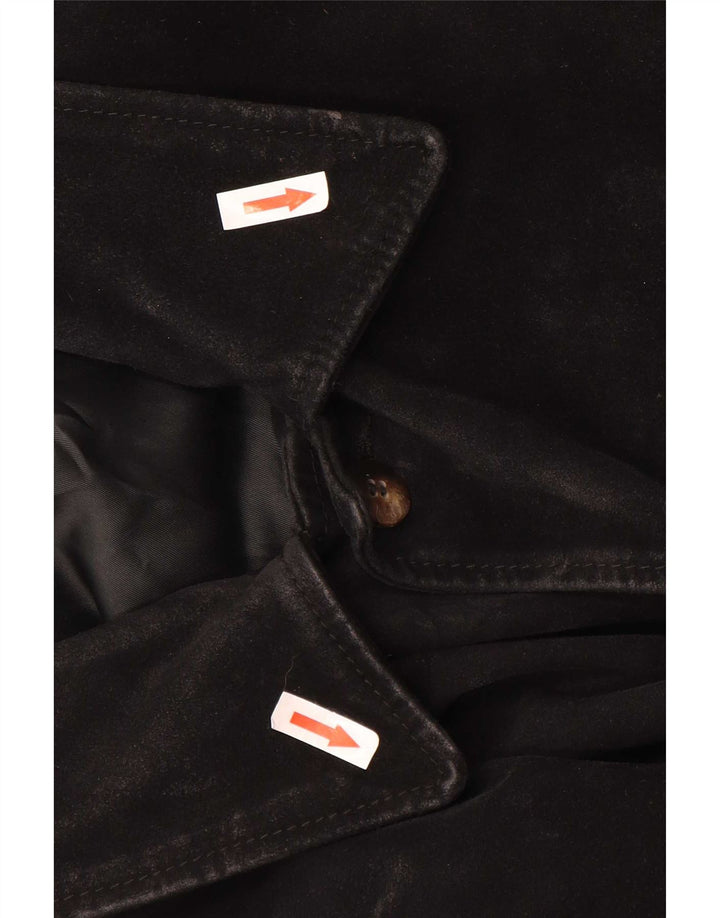 Sisley Mens Suede Jacket UK 38 Medium Black Leather
