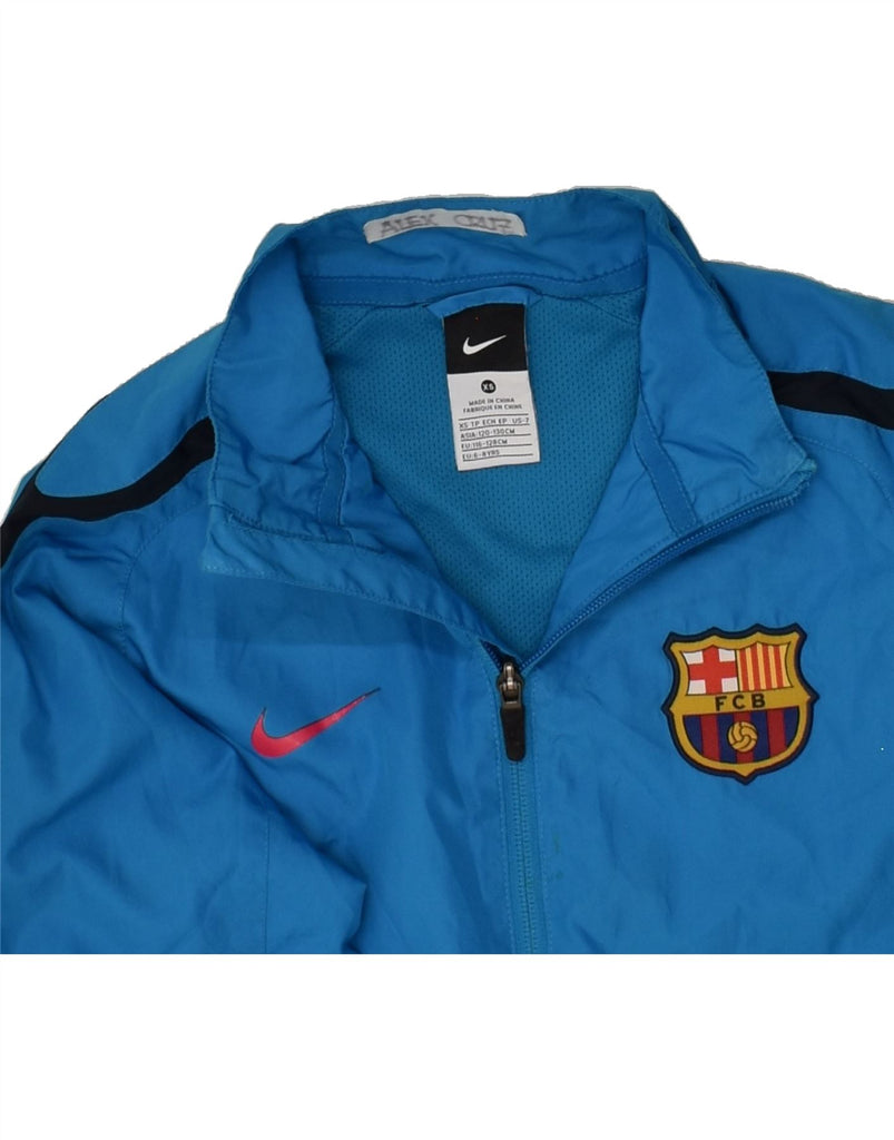 NIKE Boys FCB Graphic Tracksuit Top Jacket 6-7 Years XS Blue Polyester | Vintage Nike | Thrift | Second-Hand Nike | Used Clothing | Messina Hembry 