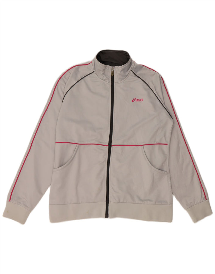Asics Womens Tracksuit Top Jacket UK 18 XL Grey Polyester
