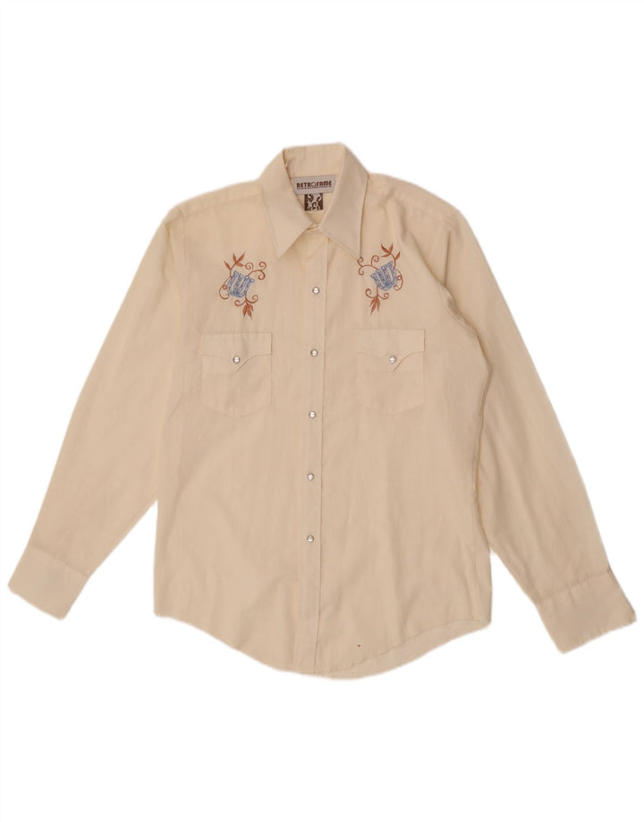 Vintage Mens Graphic Shirt Small Off White