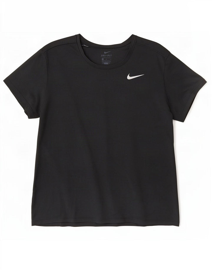 Nike Womens Dri Fit T-Shirt Top UK 14 Large Black Polyester
