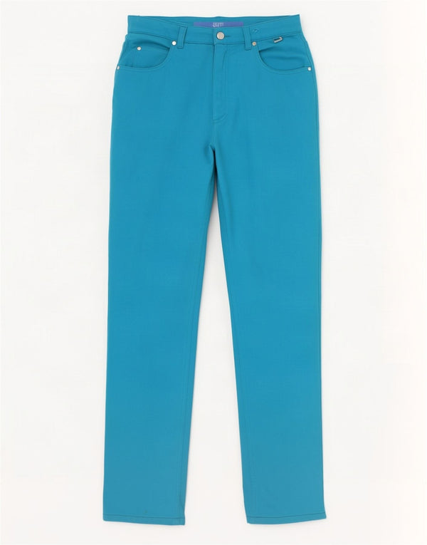 Escada Womens High Waist Slim Casual Trousers EU 38 Medium W29 L31 Blue