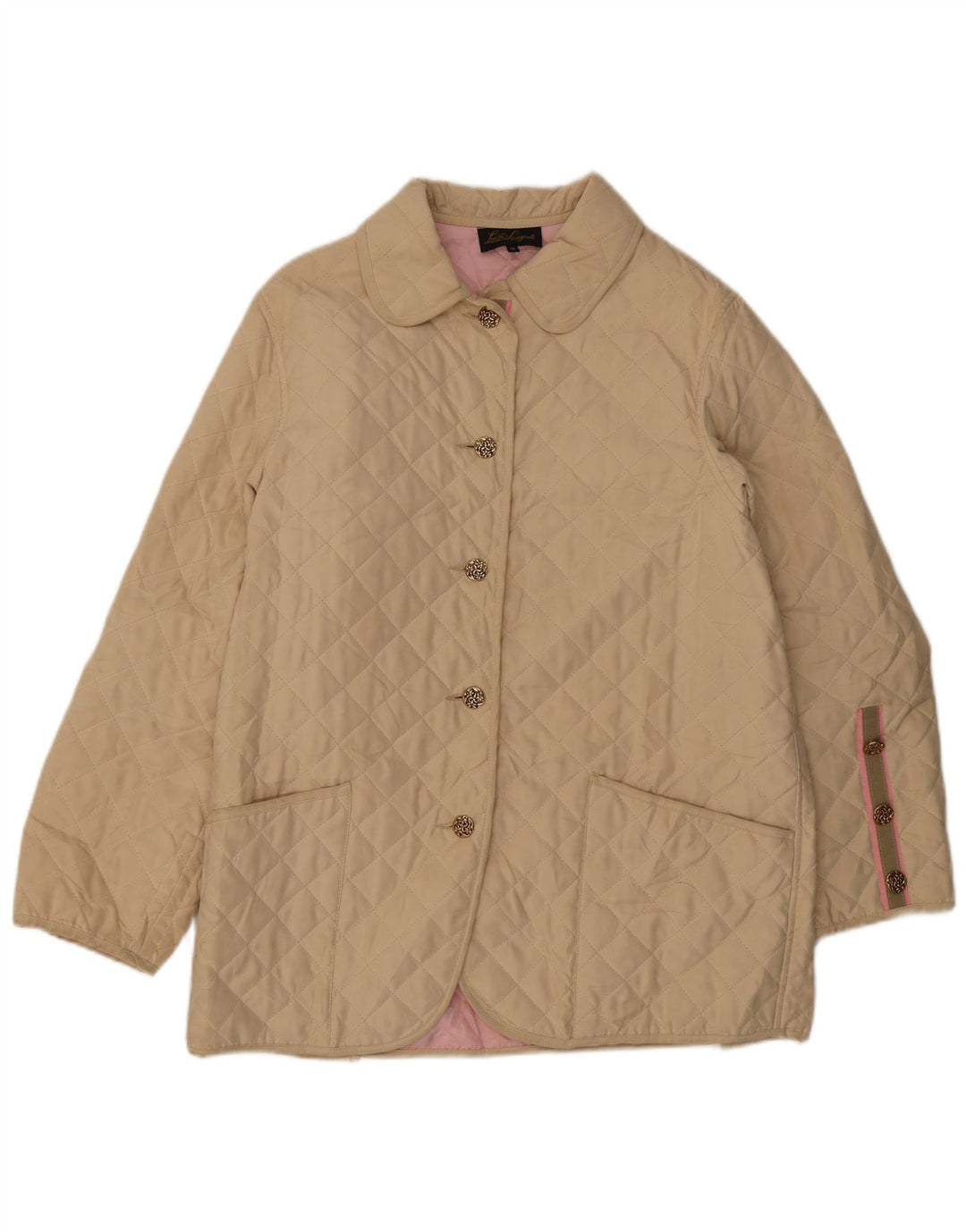 Luisa Spagnoli Womens Quilted Jacket UK 14 Medium Beige Polyester