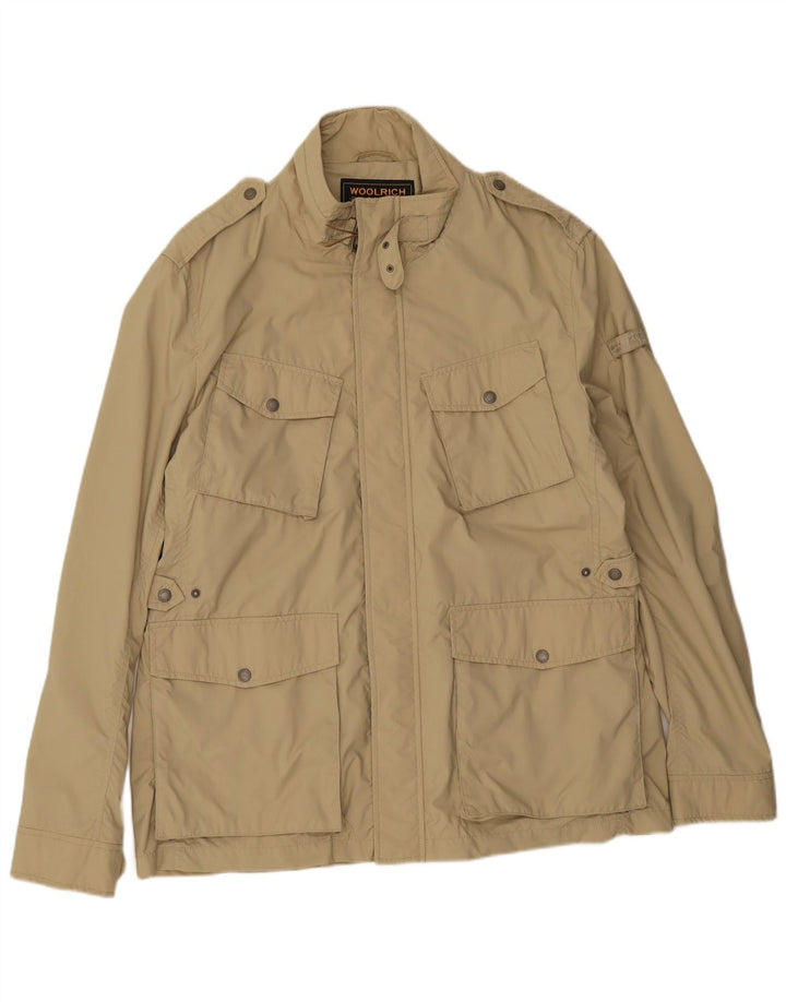 Woolrich Mens Military Jacket UK 44 2XL Beige Nylon