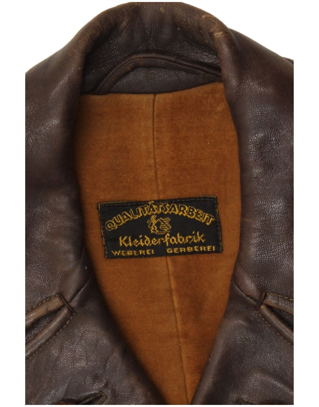 Vintage Mens Double Breasted Leather Jacket UK 36 Small Brown