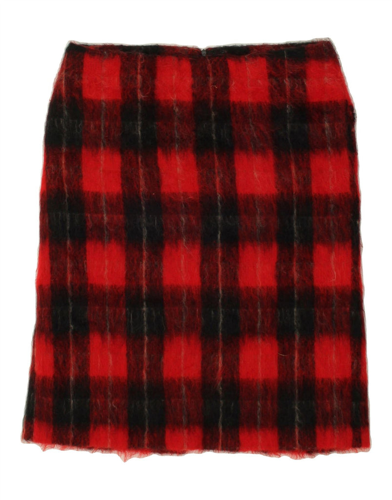 VINTAGE Womens Straight Skirt IT 46 Large W32 Red Plaid Mohair | Vintage Vintage | Thrift | Second-Hand Vintage | Used Clothing | Messina Hembry 