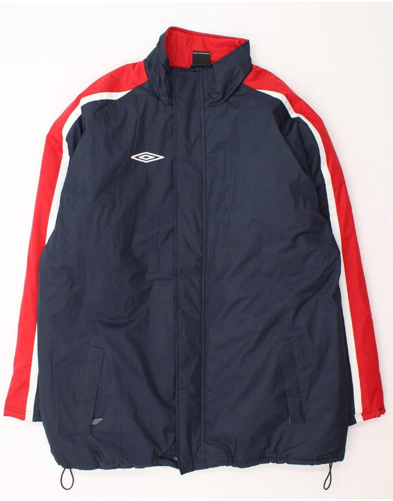 UMBRO Mens Graphic Windbreaker Jacket UK 44 2XL Navy Blue Colourblock Vintage Umbro and Second-Hand Umbro from Messina Hembry 