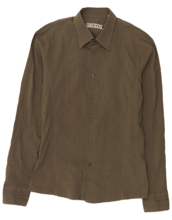 Bikkembergs Mens Shirt Large Khaki Polyester