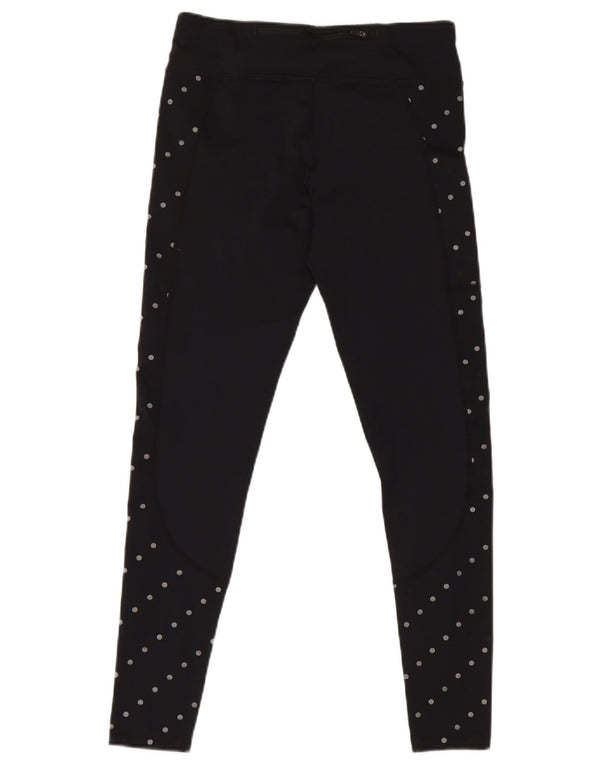 Nike Womens Dri Fit Leggings UK 10 Small Black Polka Dot Polyester