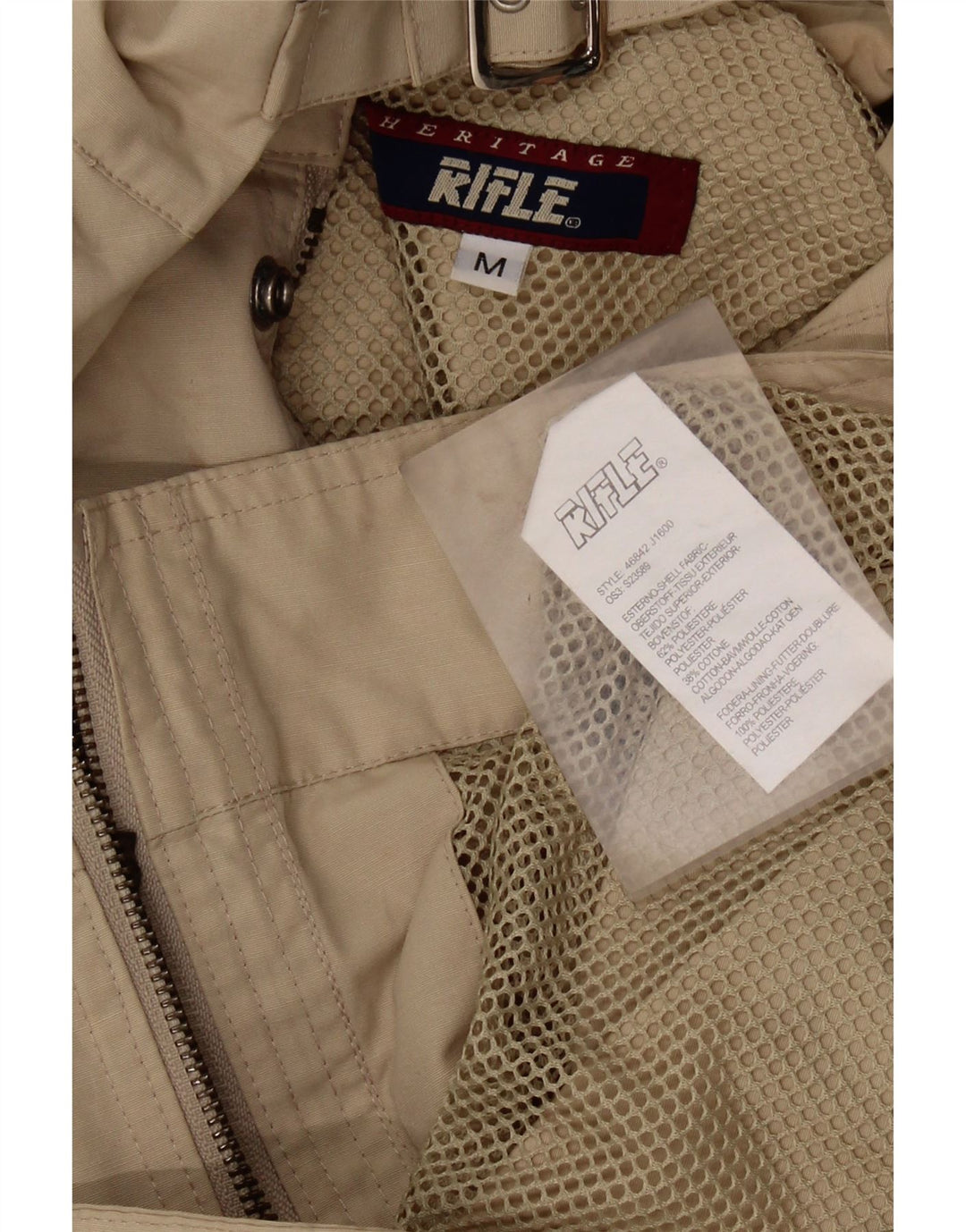 Rifle Mens Heritage Utility Jacket UK 38 Medium Beige Polyester