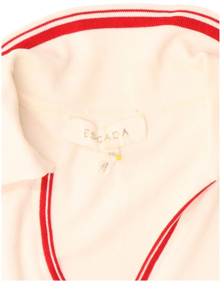 Escada Womens Polo Neck Jumper Sweater EU 38 Medium White Colourblock