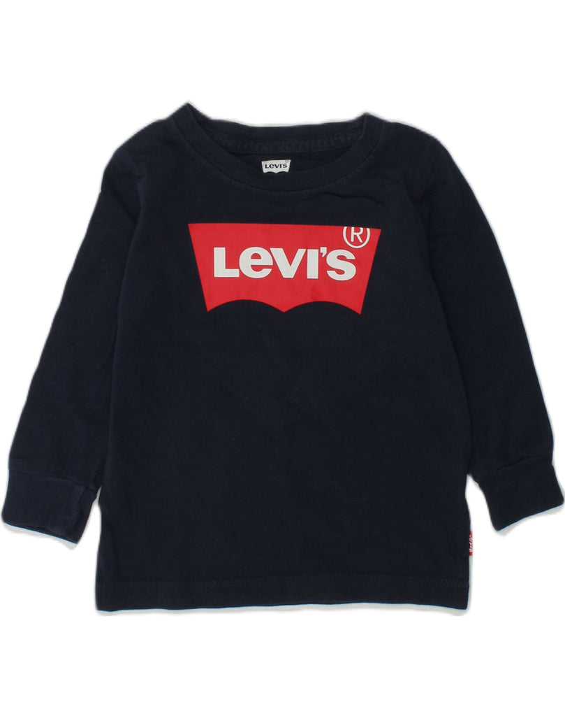 LEVI'S Baby Boys Graphic Sweatshirt Jumper 9-12 Months Navy Blue | Vintage Levi's | Thrift | Second-Hand Levi's | Used Clothing | Messina Hembry 