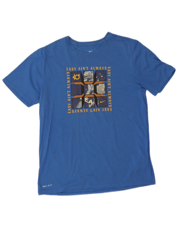 Nike Boys Dri Fit Graphic T-Shirt Top 15-16 Years XL Blue Cotton