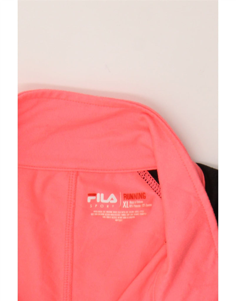 FILA Womens Zip Neck Pullover Tracksuit Top UK 18 XL Pink Colourblock Vintage Fila and Second-Hand Fila from Messina Hembry 