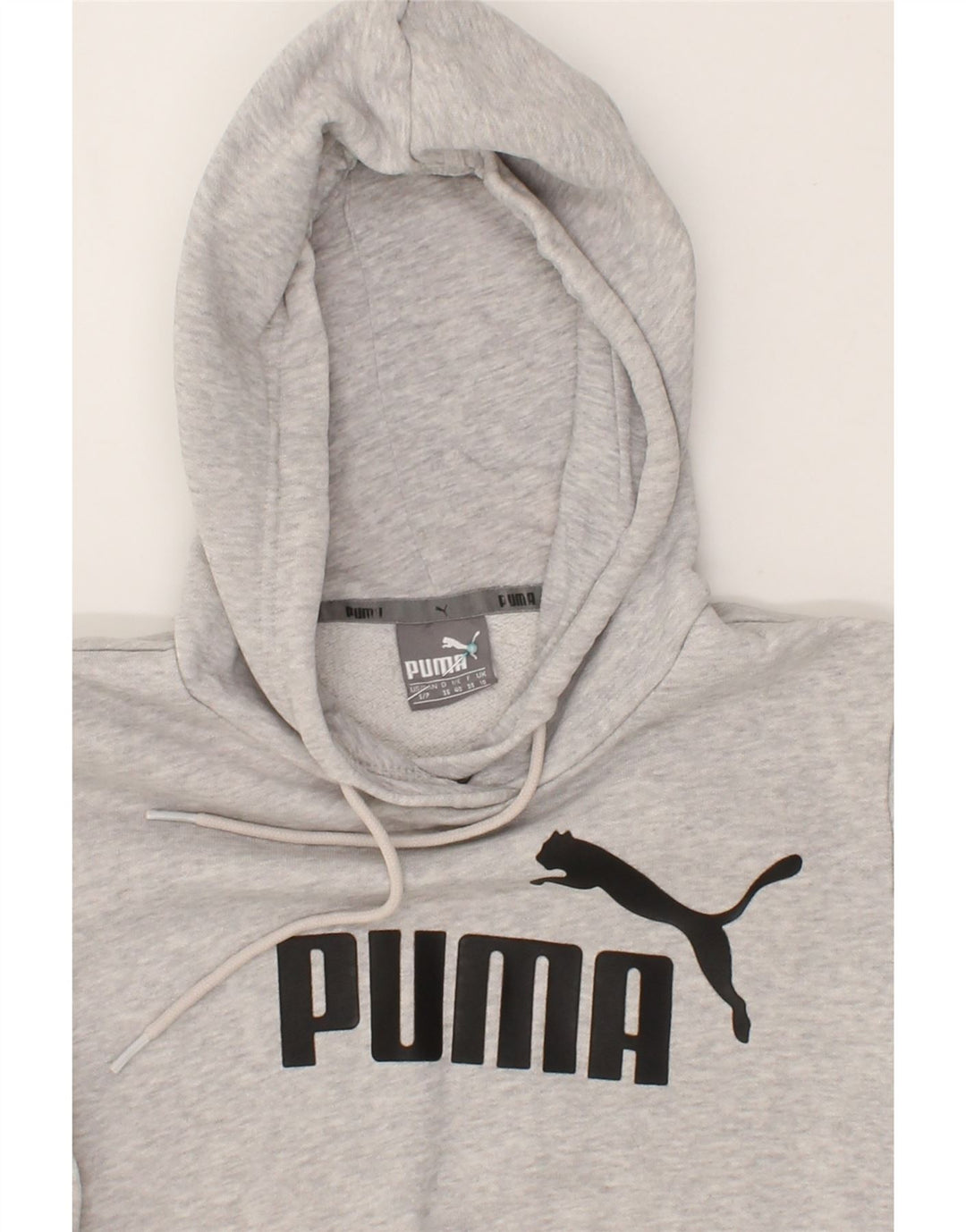 PUMA Womens Graphic Hoodie Jumper UK 10 Small  Grey Vintage Puma and Second-Hand Puma from Messina Hembry 