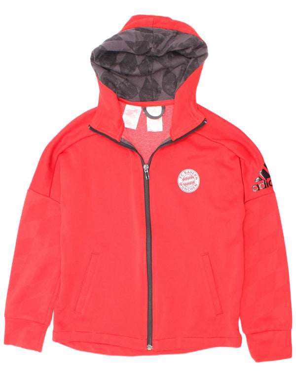 Adidas Boys FC Bayern Munchen Graphic Zip Hoodie Sweater 9-10 Years Red