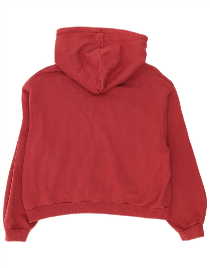 Pull & Bear Womens Oversized Crop Graphic Hoodie Jumper UK 14 Medium Red